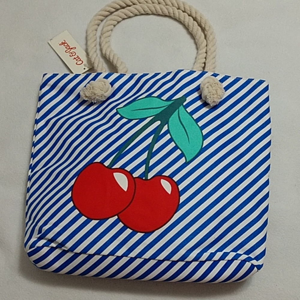 🍒Cherry Tote Bag Cat & Jack Nautical Beach Rope - Picture 10 of 10